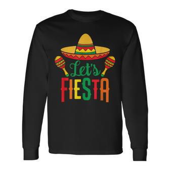 Cinco De Mayo Lets Fiesta Mexican Maracas Sombrero Long Sleeve T-Shirt T-Shirt | Mazezy