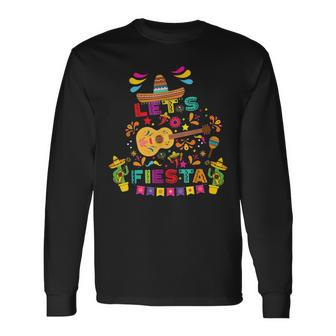 Cinco De Mayo Lets Fiesta Mexican Maracas Sombrero Long Sleeve T-Shirt T-Shirt | Mazezy