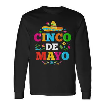 Cinco De Mayo For Mexican Fiesta Costume With Sombrero Long Sleeve T-Shirt T-Shirt | Mazezy