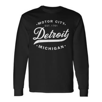 Classic Michiganians Vintage Detroit Motor City Michigan Mi Long Sleeve T-Shirt T-Shirt | Mazezy