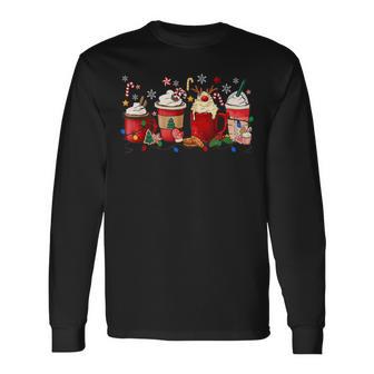 Coffee Christmas Lights Winter Cozy Xmas Coffee Lovers Men Women Long Sleeve T-Shirt T-shirt Graphic Print - Thegiftio