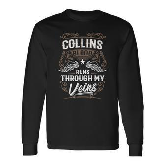 Collins Blood Runs Through My Veins Legend Name Shirt Men Women Long Sleeve T-Shirt T-shirt Graphic Print - Thegiftio UK