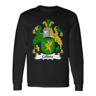 Collins Coat Of Arms Crest Men Women Long Sleeve T-Shirt T-shirt Graphic Print - Thegiftio UK