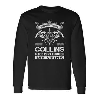Collins Last Name Surname Tshirt Men Women Long Sleeve T-Shirt T-shirt Graphic Print - Thegiftio UK