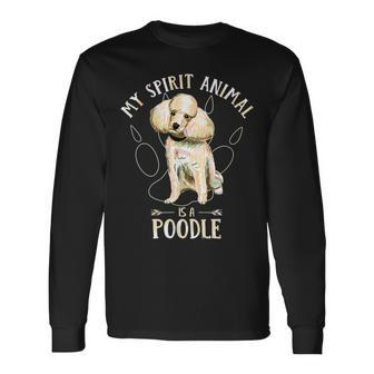Colorful My Spirit Animal Is A Poodle Dog Funny Puppy Lover Men Women Long Sleeve T-shirt Graphic Print Unisex - Seseable