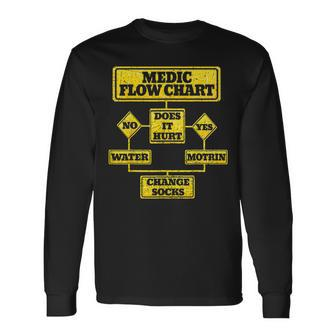 Combat Medic Veteran Medic Flow Chart Long Sleeve T-Shirt - Seseable
