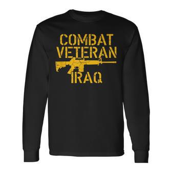 Combat Veteran Iraq For Proud American Vets Men Women Long Sleeve T-shirt Graphic Print Unisex | Seseable CA