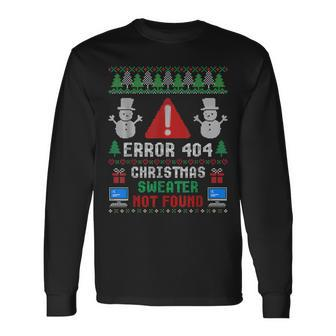 Computer Error 404 Ugly Christmas Sweater Nots Found Men Women Long Sleeve T-shirt Graphic Print Unisex - Seseable