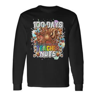 Cool 100 Days Of Driving My Teacher Nuts Dabbing Squirrel Men Women Long Sleeve T-shirt Graphic Print Unisex - Seseable