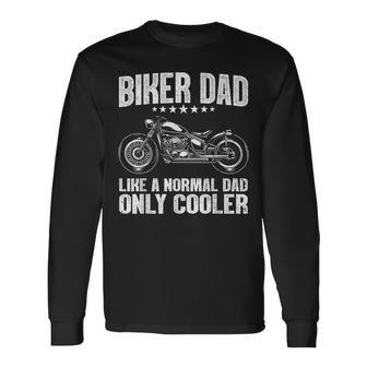 Cool Biker For Dad Men Motorcycling Motorcycle Biker Long Sleeve T-Shirt - Seseable