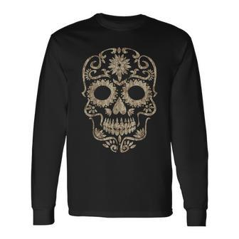Cool Desert Camo Dia De Los Muertos Sugar Skull Camouflage Long Sleeve T-Shirt - Seseable