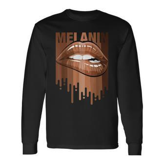 Cool Melanin Girl Lips Graphic Black Girls Magic Style Long Sleeve T-Shirt T-Shirt | Mazezy
