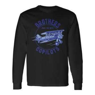 Copilots Brothers Aviation Dad Vintage Plane Long Sleeve T-Shirt - Seseable