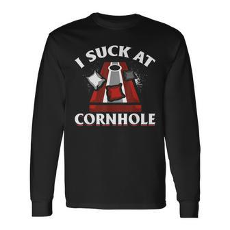 Cornhole I Suck At Cornhole Long Sleeve T-Shirt | Mazezy