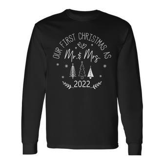 Couple Wife Husband Our First Christmas As Mr & Mrs 2022 Men Women Long Sleeve T-shirt Graphic Print Unisex - Seseable
