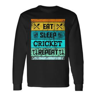Cricket Sport Cricket Team Eat Sleep Cricket Jersey Long Sleeve T-Shirt T-Shirt | Mazezy