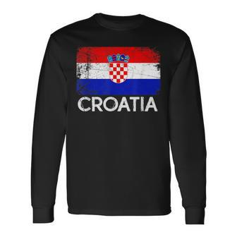 Croatian Flag Vintage Made In Croatia Long Sleeve T-Shirt - Seseable