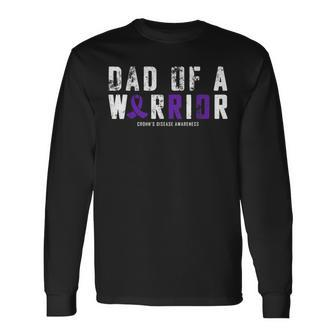 Crohns Disease Awareness Dad Of A Warrior Vintage Long Sleeve T-Shirt - Seseable