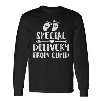 Cupid Baby Delivery Valentines Day Pregnancy Announcement Men Women Long Sleeve T-shirt Graphic Print Unisex - Seseable