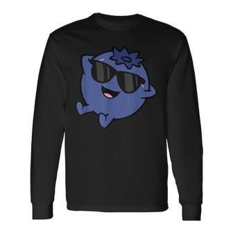 Cute Blueberry Fruit Relaxing Lazy Blueberry Long Sleeve T-Shirt | Mazezy