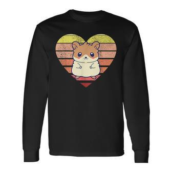 Cute Hamster Retro Heart Shape Vintage Long Sleeve T-Shirt - Seseable