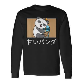 Cute Kawaii Panda Drinks Bubble Tea Japanese I Love Boba Men Women Long Sleeve T-shirt Graphic Print Unisex - Seseable