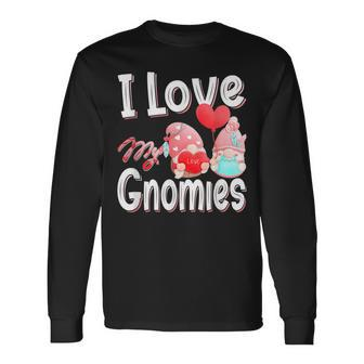 Cute I Love My Gnomies Gnomes & Hearts Valentines Day Long Sleeve T-Shirt - Seseable