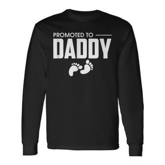Cute Promoted To Daddy Pregnancy Announcement Fatherhood Men Women Long Sleeve T-shirt Graphic Print Unisex - Seseable