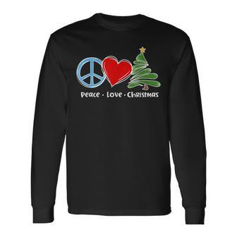 Cute Retro Peace Love Christmas Boho Christmas Men Women Long Sleeve T-Shirt T-shirt Graphic Print - Thegiftio UK