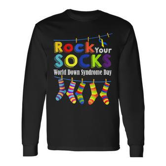 Cute Rock Your Socks 3 21 Trisomy 21 World Down Syndrome Day Long Sleeve T-Shirt T-Shirt | Mazezy