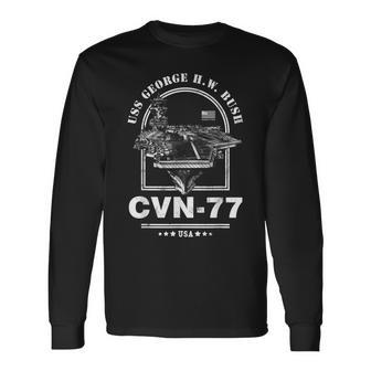 Cvn-77 Uss George HW Bush Long Sleeve T-Shirt - Seseable