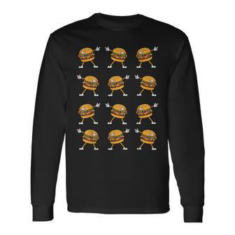 Dabbing Hamburger Cheeseburger Dancing Burger Lovers Cute Long Sleeve T-Shirt T-Shirt | Mazezy