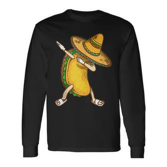 Dabbing Taco Sombrero Taco Cinco De Mayo Addicts Long Sleeve T-Shirt T-Shirt | Mazezy