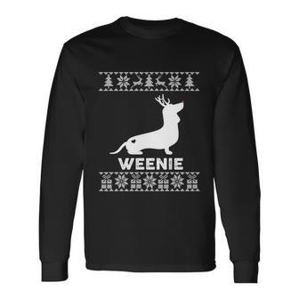 Dachshund Dog Lover Weenie Reindeer Ugly Christmas Sweater Long Sleeve T-Shirt - Monsterry