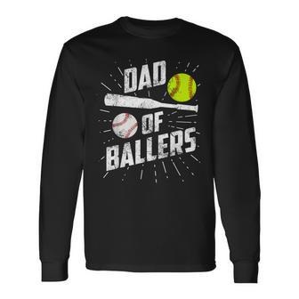 Dad Of Ballers Baseball Softball Game Fathers Day Long Sleeve T-Shirt - Seseable