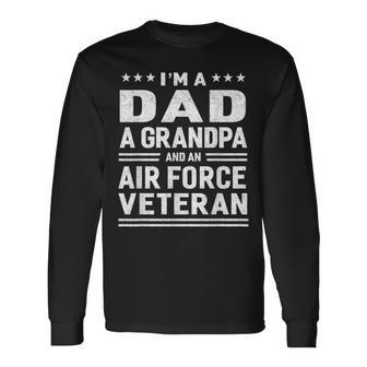 Dad Grandpa Air Force Veteran Vintage Top Long Sleeve T-Shirt - Seseable