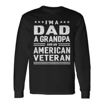 Dad Grandpa American Veteran Vintage Top Long Sleeve T-Shirt - Seseable