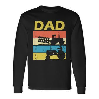 Dad Life Tractor Farmer Retro Tractor Long Sleeve T-Shirt - Monsterry