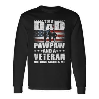 I Am A Dad A Pawpaw And A Veteran Fathers Day Long Sleeve T-Shirt T-Shirt | Mazezy