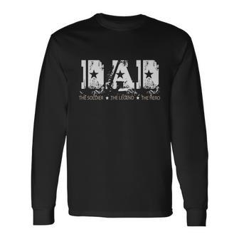 Dad The Soldier The Legend The Hero Fathers Day Retro Long Sleeve T-Shirt - Monsterry CA