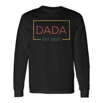Dada Est 2021 Vintage Promoted To Dada Dad Papa Grandpa Long Sleeve T-Shirt - Seseable