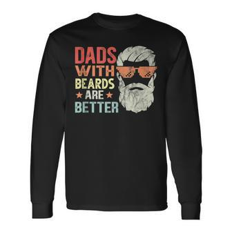 Dads With Beards Are Better Retro Fathers Day Bearded Daddy Long Sleeve T-Shirt - Thegiftio UK