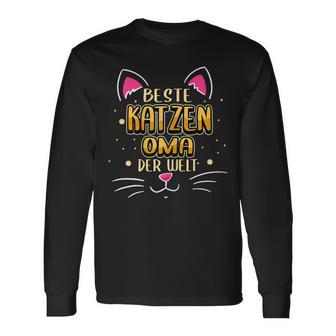 Damen Beste Katzen Oma Der Welt Lustige Sprüche Haustier Oma Langarmshirts - Seseable