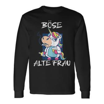 Damen Böse Alte Frau Für Oma Großmuter Spruch Rockerin Langarmshirts - Seseable