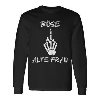 Damen Böse Alte Frau Für Oma Großmuter Spruch Rockerin V2 Langarmshirts - Seseable