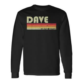 Dave Name Personalized Retro Vintage Birthday Long Sleeve T-Shirt - Seseable