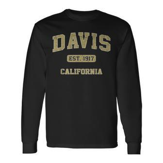 Davis California Ca Vintage State Athletic Style Long Sleeve T-Shirt - Seseable