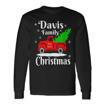 Davis Christmas Matching Old Red Truck Long Sleeve T-Shirt - Seseable