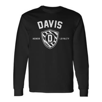Davis Shield Last Name Crest Matching Reunion Long Sleeve T-Shirt - Seseable