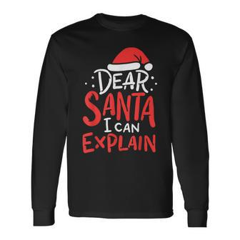Dear Santa I Can Explain Hat Christmas Bad Behavior Gift Men Women Long Sleeve T-shirt Graphic Print Unisex - Seseable